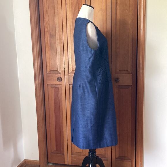 Preston & York Navy Blue Embroidered Sheath Dress, Size 14 - Picture 3 of 10